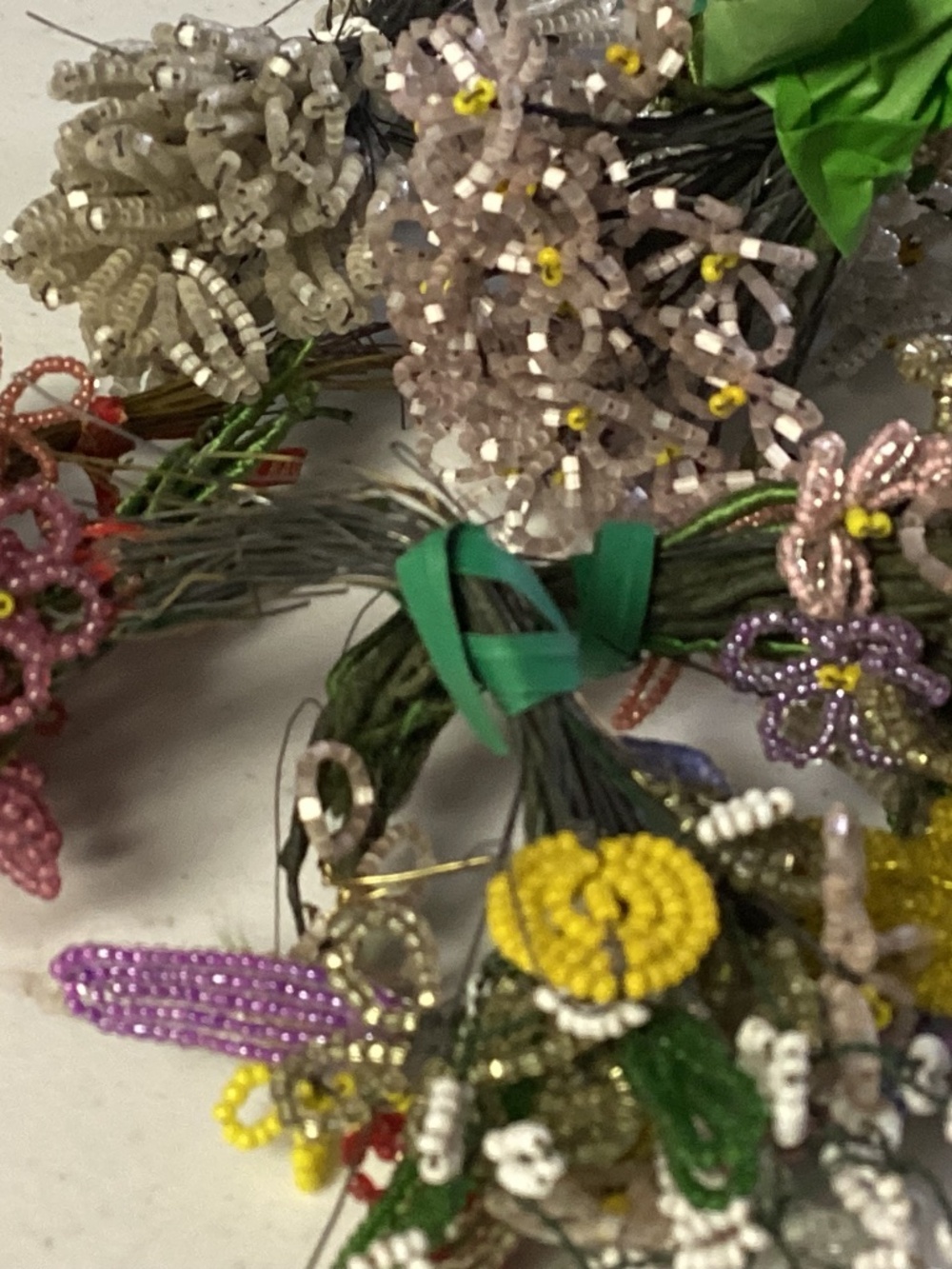 FRENCH BEADED FLOWERS LOADED LOT INCREDIBLE WORK ARTIST MADE 🌺🌺🌺🌺🌺